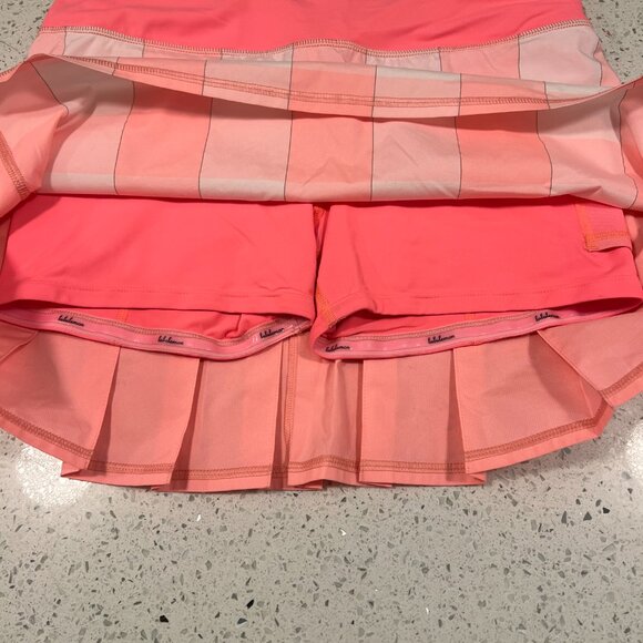 NWOT Tall LULULEMON Pace Setter Pleated Skirt Gingham Coral Running Golf Tennis - Picture 13 of 14